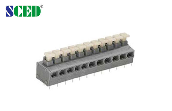 5.00mm Pitch PCB Spring Terminal Blocks , 300V 10A 2P - 24P Screwless Terminals Block