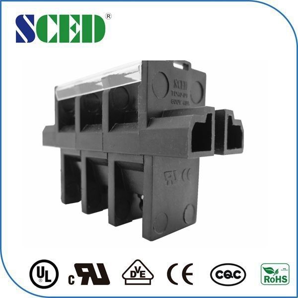 Pitch 13mm Panel Mount Terminal Block  PC Black For Electric Lighting