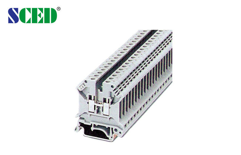 6mm2 Rail Mount Terminal Block 600V 30A AWG 30 - 10 Terminal Width 6.2mm