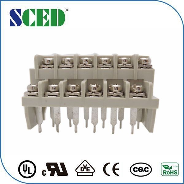 Spacing 7.62mm Barrier Terminal Block Grey Color 3 - 20P Number Of Contact Screw