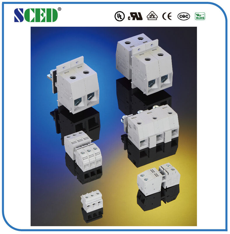 300V 65A Feed Through Terminal Blocks UL94-V0 Brass M4 PA66 10.1mm Terminal Width