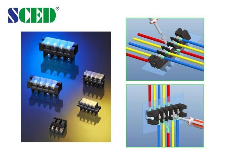 Plastic Cover 180A Panel Mount Terminal Block 21mm Perforation