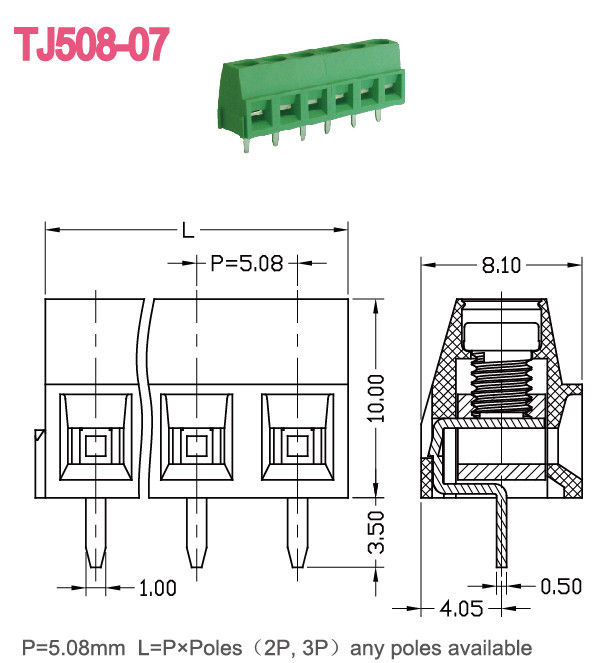 5.08mm Pitch Euro Type Raising Series PCB Terminal Block Connector 14-30 AWG