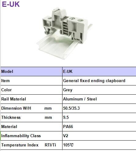 9.5mm Thickness Din Rail Terminal Blocks Accessory Fixed Ending Connector