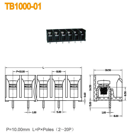 10.0mm 20A  Barrier Terminal  Block Brass Terminal Electronic Componenets