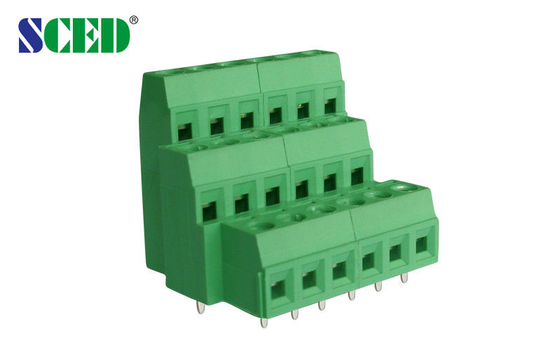 Triple Levels PCB Mount Screw Terminal Block Raising Series 5.08mm Pitch Brass