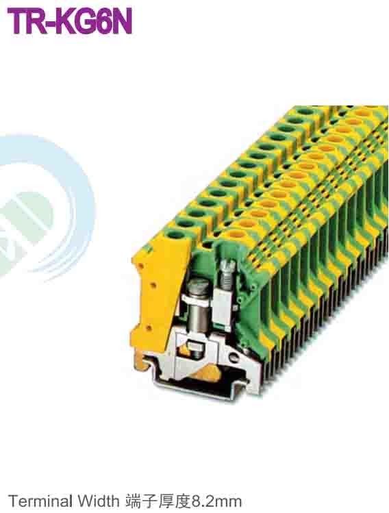 Width 8.2mm Din Rail Terminal Blocks Ground Type AWG 24 - 8 Rail Transportation