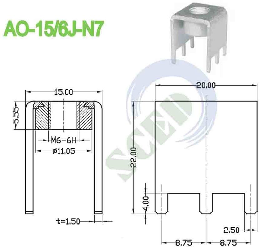 Brass Terminal Block Accessories Steel PCB Electrical 8.75*13.50mm 100A M6 Screw