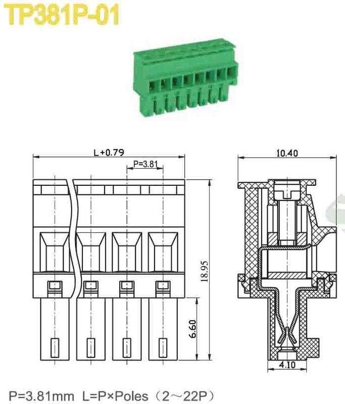 Pluggable Terminal Block Electrical Connector with 3000V AC/minute Withstanding Voltage, 2P-20P Contacts, and 45 Degree Wire Inlet
