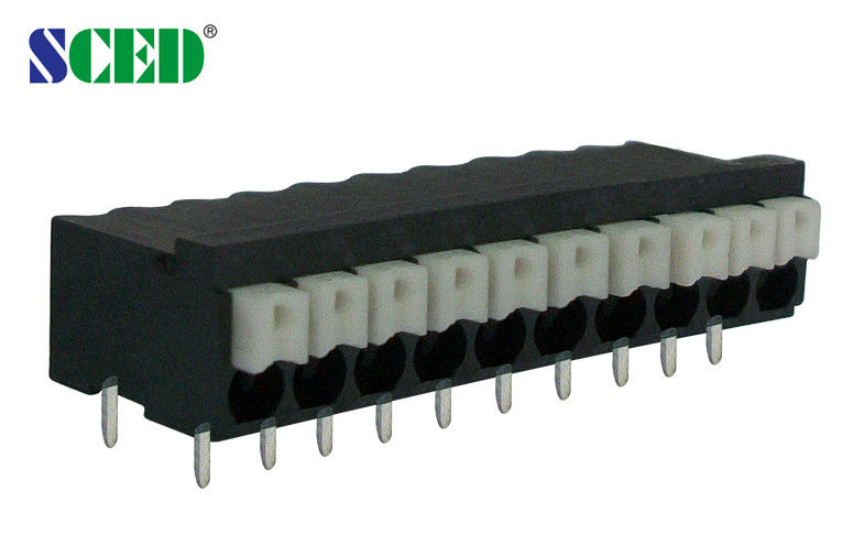 3.50mm Spacing Spring Terminal Blocks LCP Material 16-22 AWG With Push Button
