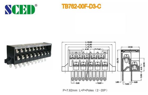 7.62mm Barrier Strip Connector Clamp Pcb Screw Terminal 300v İki sıra