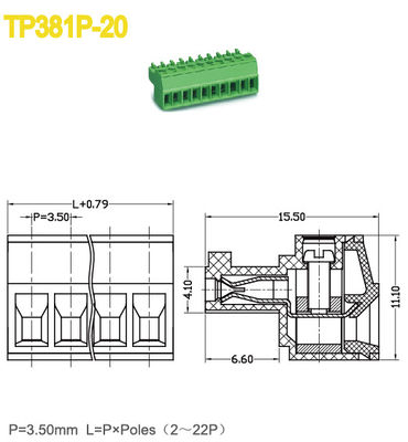 2-22 Kutup Kadın Bağlanabilir Terminal Blok Bağlantısı 3.5mm Pitch 300V 8A PA66