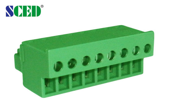 Yeşil Renk 3.81mm Pits Plug In Terminal Block Kadın Parçalar 300V 10A