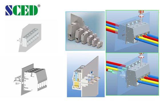 300V 50A PA66 Panel Mount Terminal Block 10mm Genişliği Nikel Kaplama