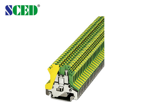 Çift Güverteler 30 - 12 AWG 2.5mm2 Genişliği 5.2mm Din Demiryolu Terminal Blokları Yer Tipi